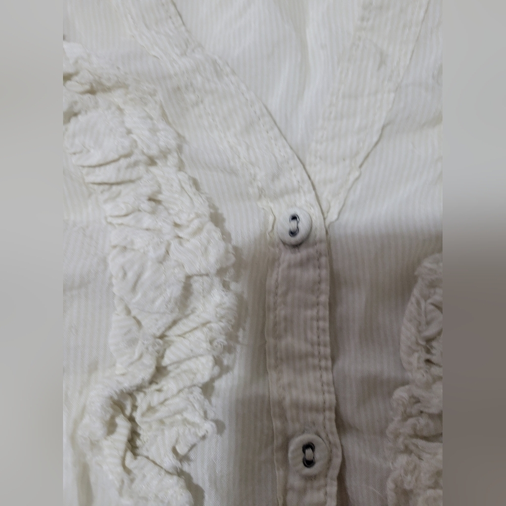 Converse One Star Cream Flowy Ruffle Button-Front Mini Dress XS - Picture 5 of 5